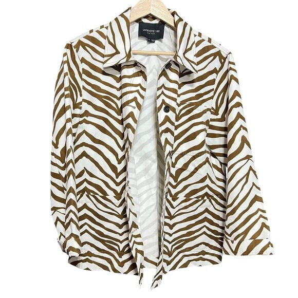 Lafayette 148 New York Jackets & Blazers - Lafayette 148 New York Amaris Linen Blend Shirt Jacket Zerbra Print Size Medium